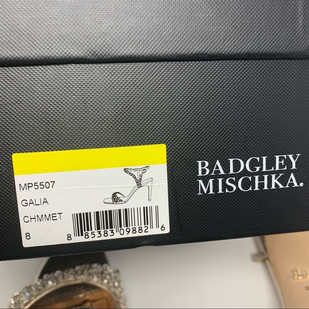 Badgley Mischka Rose Gold Crystal Embellished Heels - Picture 8 of 10